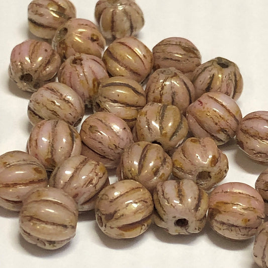 Melon tchèque 00030-65491 Perles de verre topaze opaques en or rose, 5 mm - 50 perles