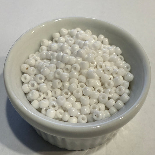 Dyna-Mites™ 8/0 Round Hole Opaque White 4478SB Seed Beads - 5 or 10 gm