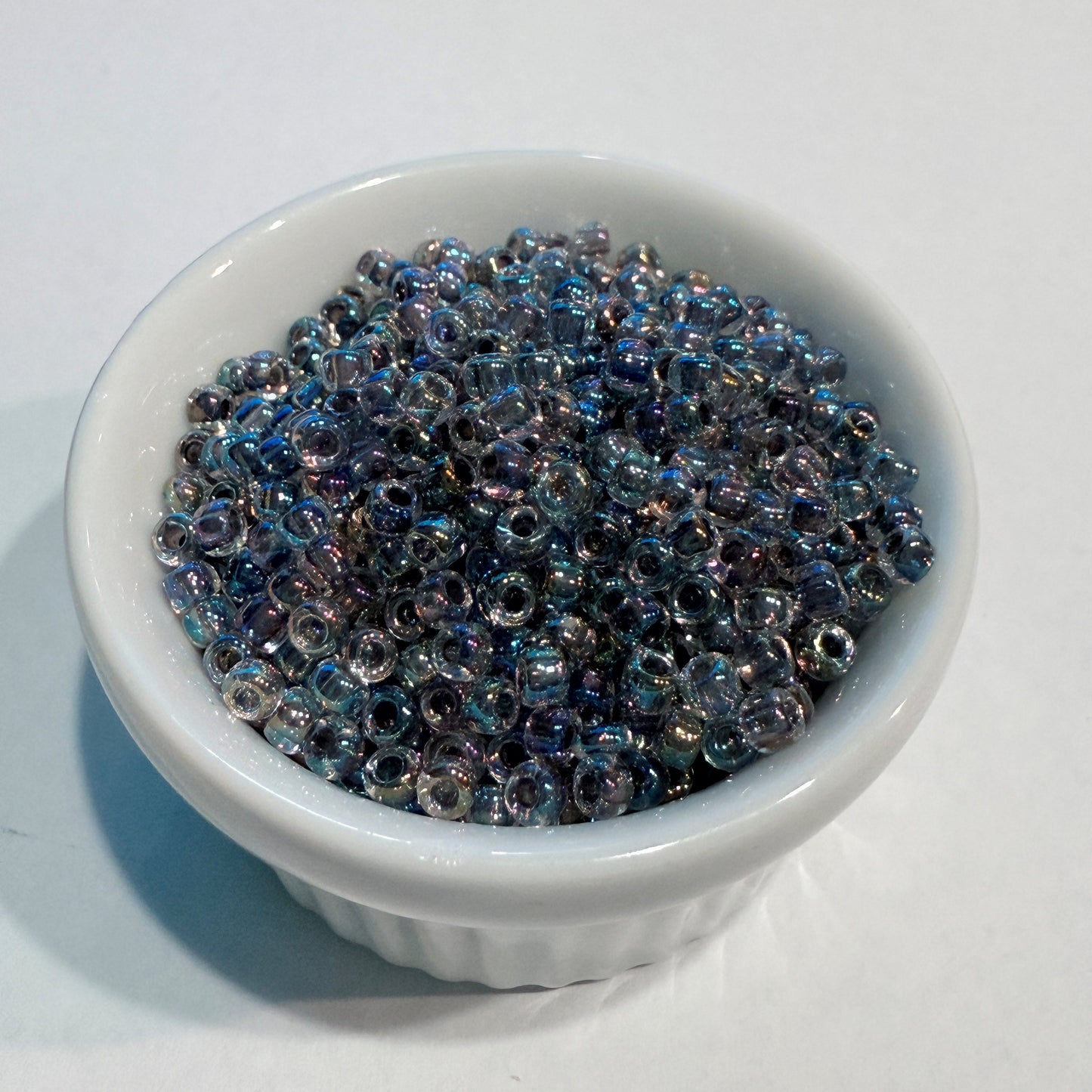 Dyna-Mites™ 8/0 Round Hole Peacock Lined Crystal Rainbow 8330SB Seed Beads - 5 or 10 gm