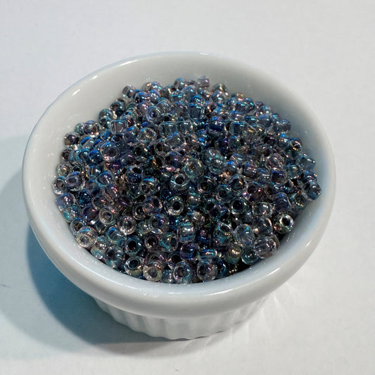 Dyna-Mites™ 8/0 Round Hole Peacock Lined Crystal Rainbow 8330SB Seed Beads - 5 or 10 gm