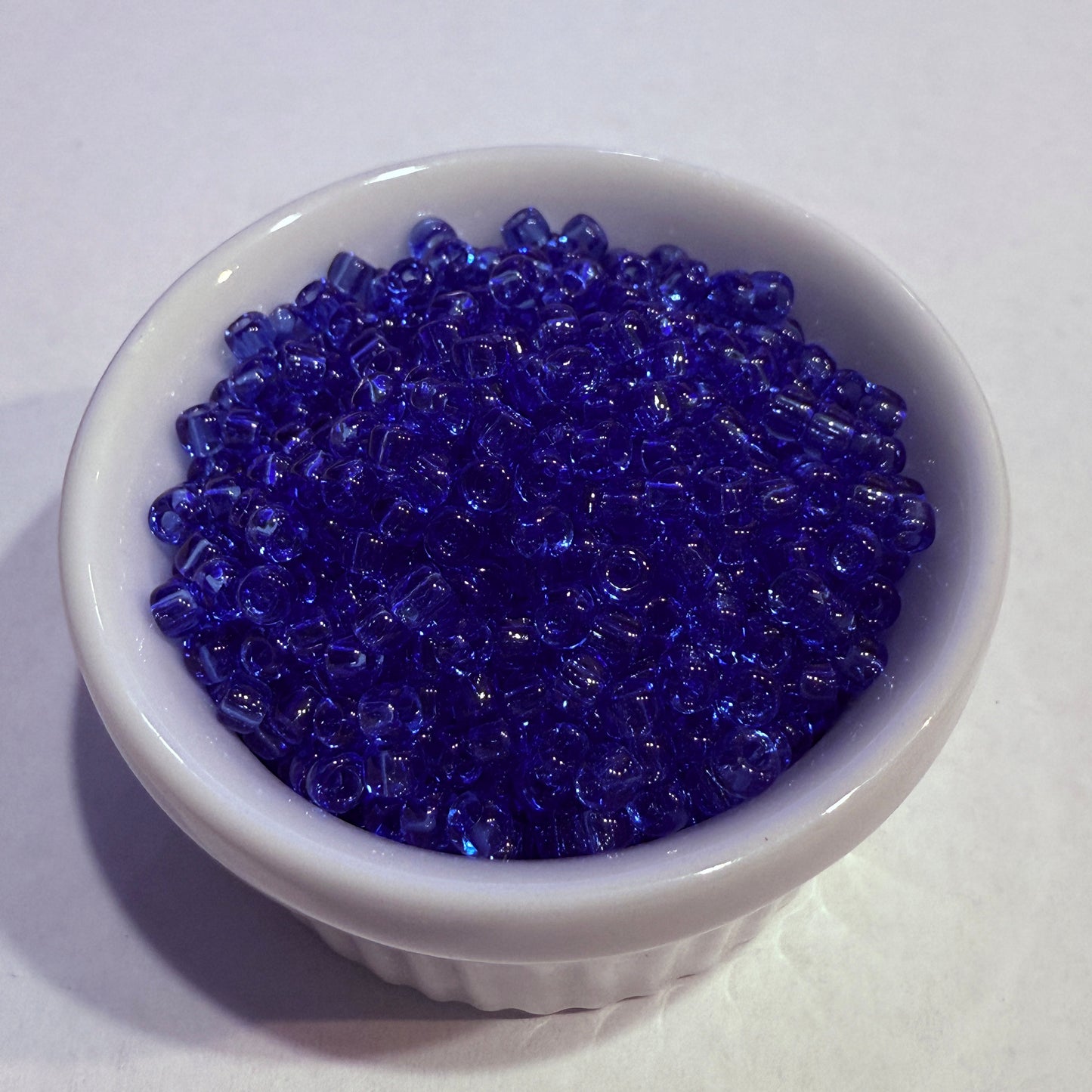 Dyna-Mites™ 8/0 Round Hole Transparent Light Cobalt Blue 8278SB Seed Beads - 5 or 10 gm