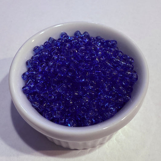 Dyna-Mites™ 8/0 Round Hole Transparent Light Cobalt Blue 8278SB Seed Beads - 5 or 10 gm
