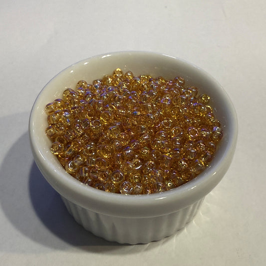 Dyna-Mites™ 8/0 Round Hole Transparent Amber Rainbow 8208SB Seed Beads - 5 or 10 gm