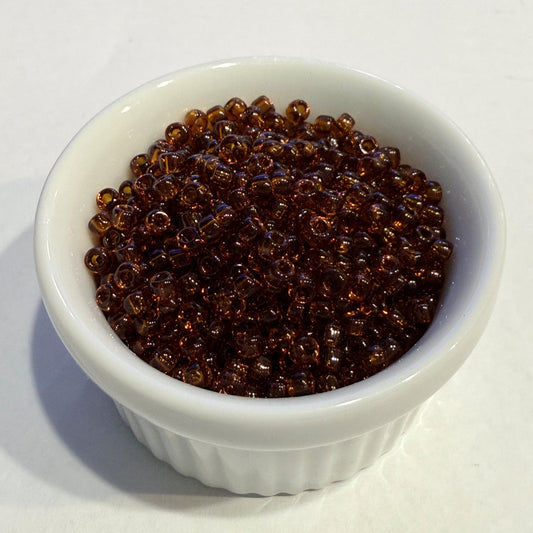 Dyna-Mites™ 8/0 Round Hole Transparent Root Beer 4454SB Seed Beads - 5 gm