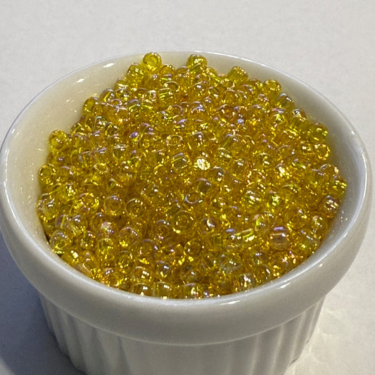 Dyna-Mites™ 8/0 Round Hole Transparent Yellow Rainbow 8212SB Seed Beads - 5 gm
