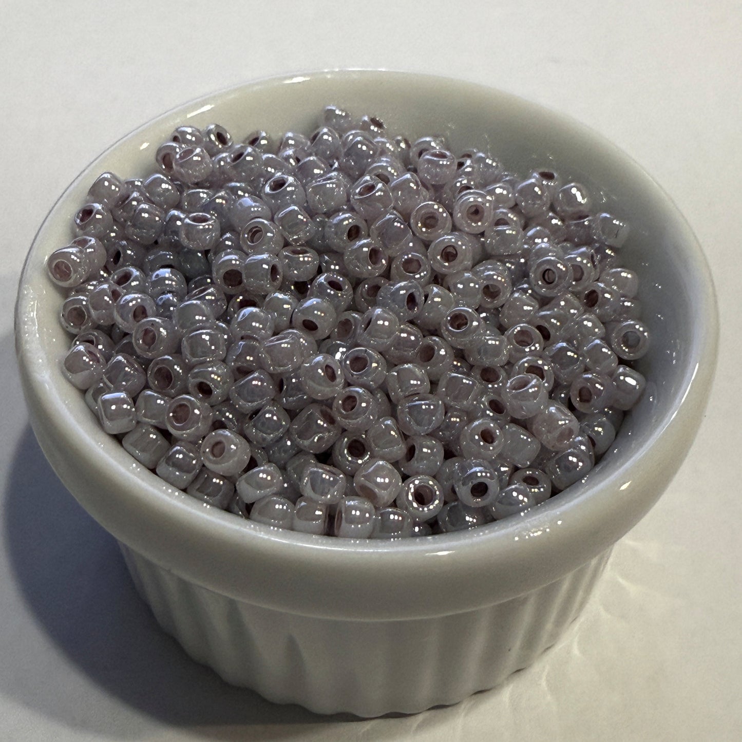 Dyna-Mites™ 8/0 Round Hole Opaque Ceylon Grey Lilac 8240SB Seed Beads - 5 or 10 gm