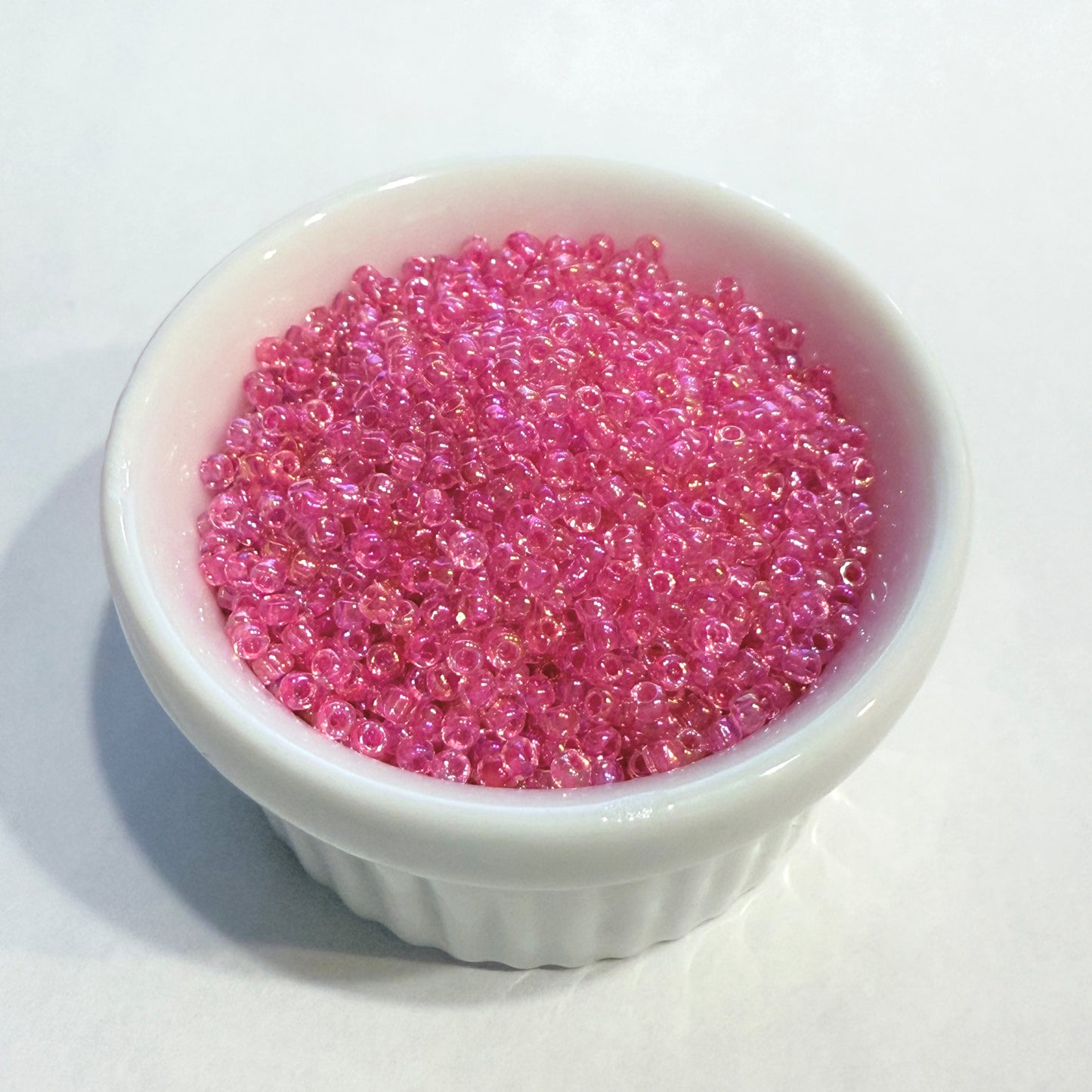 Dyna-Mites™ 11/0 Round Hole Hot Pink Lined Crystal Rainbow 1852SB Seed Beads - 5 gm