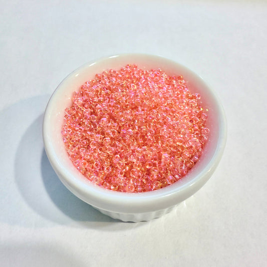 Dyna-Mites™ 11/0 Round Hole Peach Lined Crystal Rainbow 1850SB Seed Beads - 5 gm