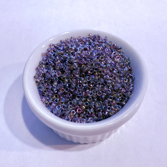 Dyna-Mites™ 11/0 Round Hole Peacock Lined Crystal Rainbow 1874SB Seed Beads - 5 gm