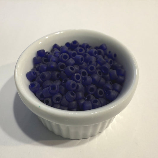 Dyna-Mites™ 6/0 Round Hole Matte Transparent Cobalt Blue 5581SB Seed Beads - 5 or 10 gm