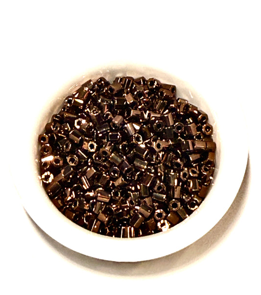 Miyuki 8C-457  Two Cut 8/0  Metallic Dark Bronze Hex Seed Beads - 5 or 10 gm