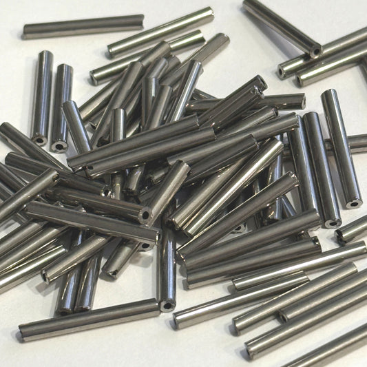 20 mm Metallic Steel Gray Bugle Beads - 30 Beads