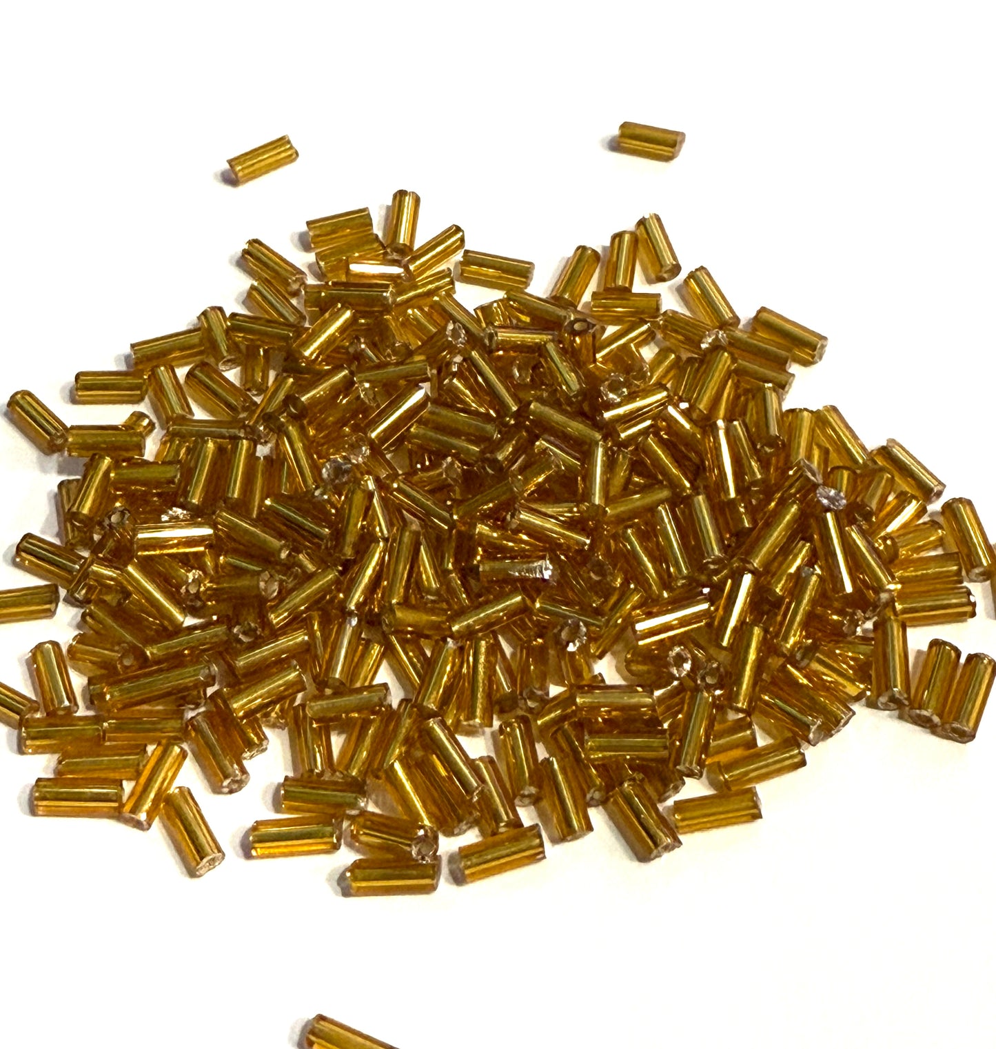 5 mm Silver Lined Transparent Dark Topaz Bugle Beads - 5 gm