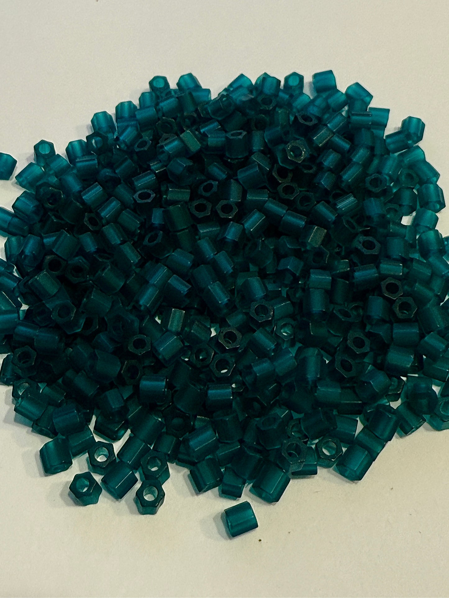10/0 Two-Cut Hex Matte Transparent Teal Blue Beads - 5.25 gm