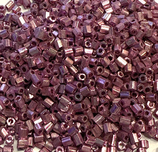 12/0 Two-Cut Hex Outside Dyed Metallic Light Purple Seed Beads - 5 gm