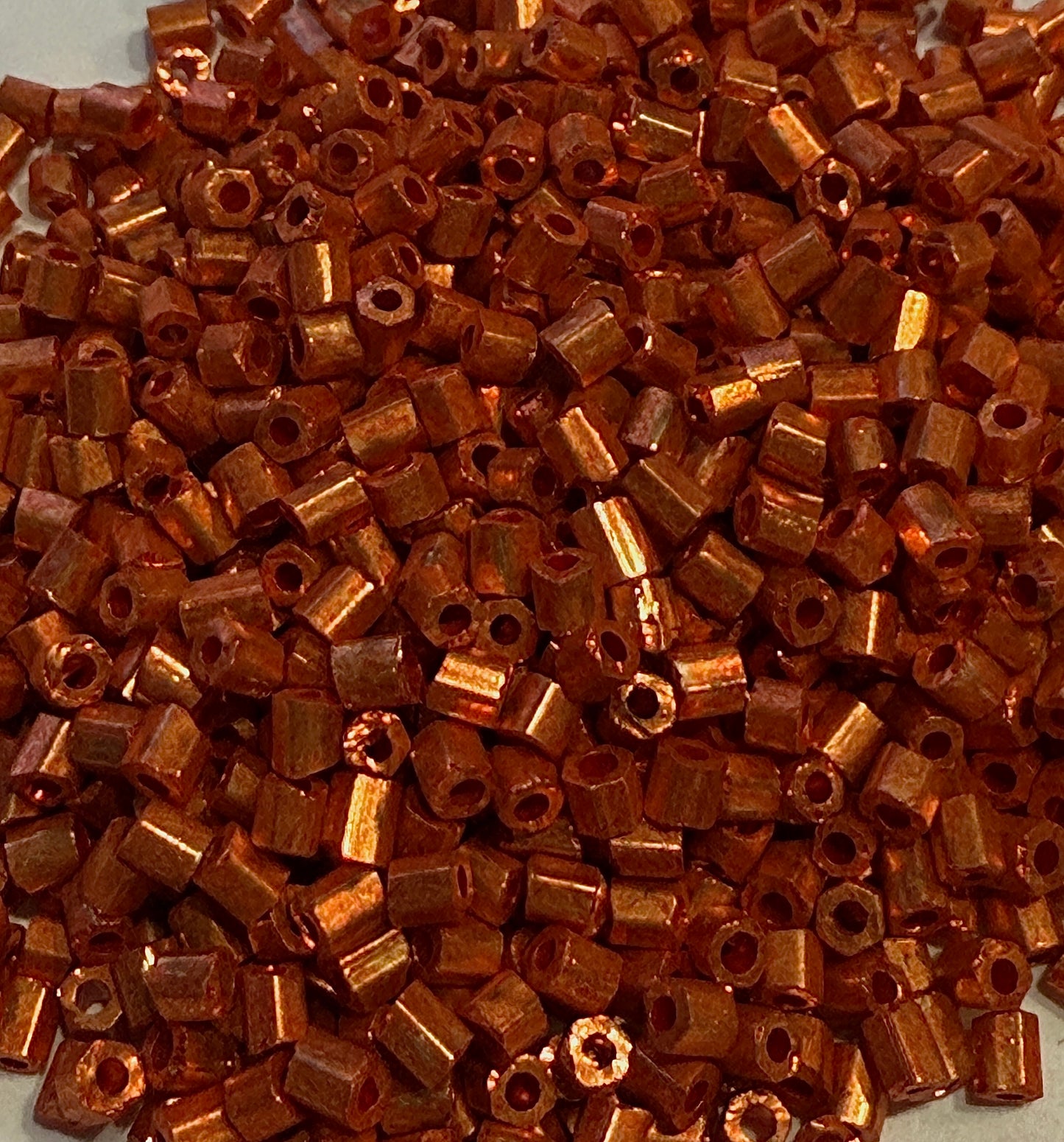 11/0 Two-Cut Hex Outside Dyed Metallic Orange Beads - 5 or 10 gm