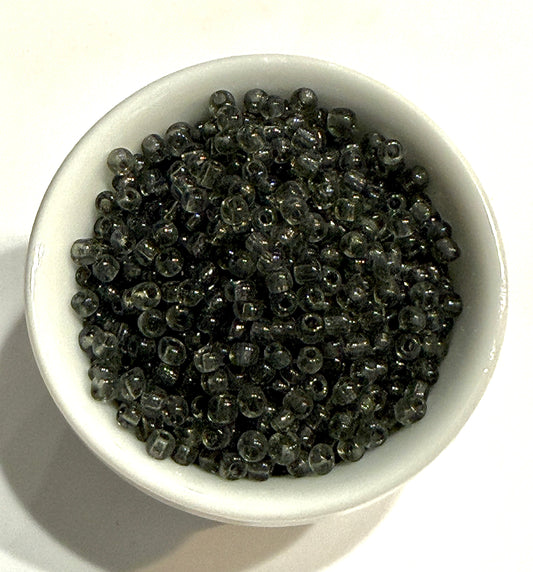 8/0 Transparent Gray Glass Seed Beads - 5 or 10 gm