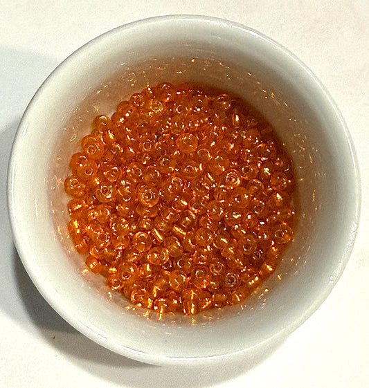 8/0 Silver Lined Transparent Orange Glass Seed Beads - 5 gm