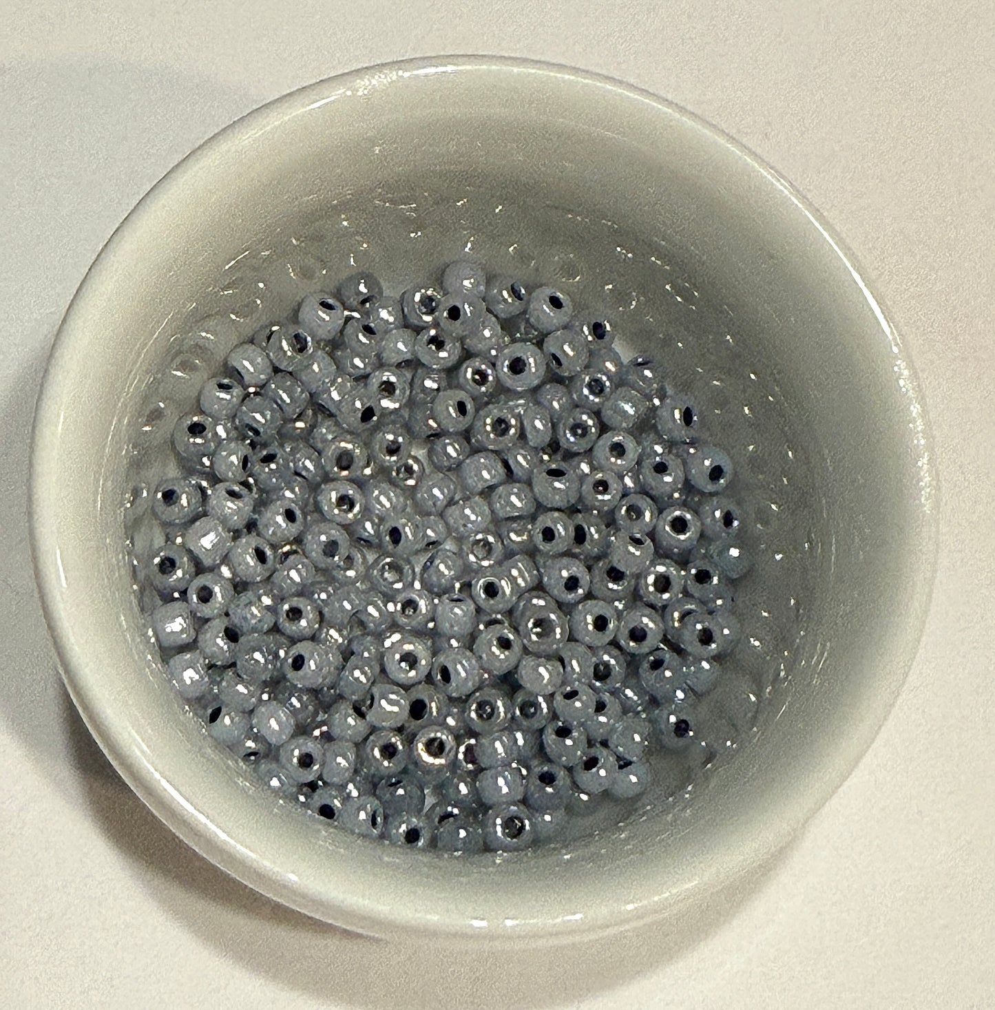 8/0 Dark Gray  Color Lined Opaque Light Gray Glass Seed Beads - 5 gm