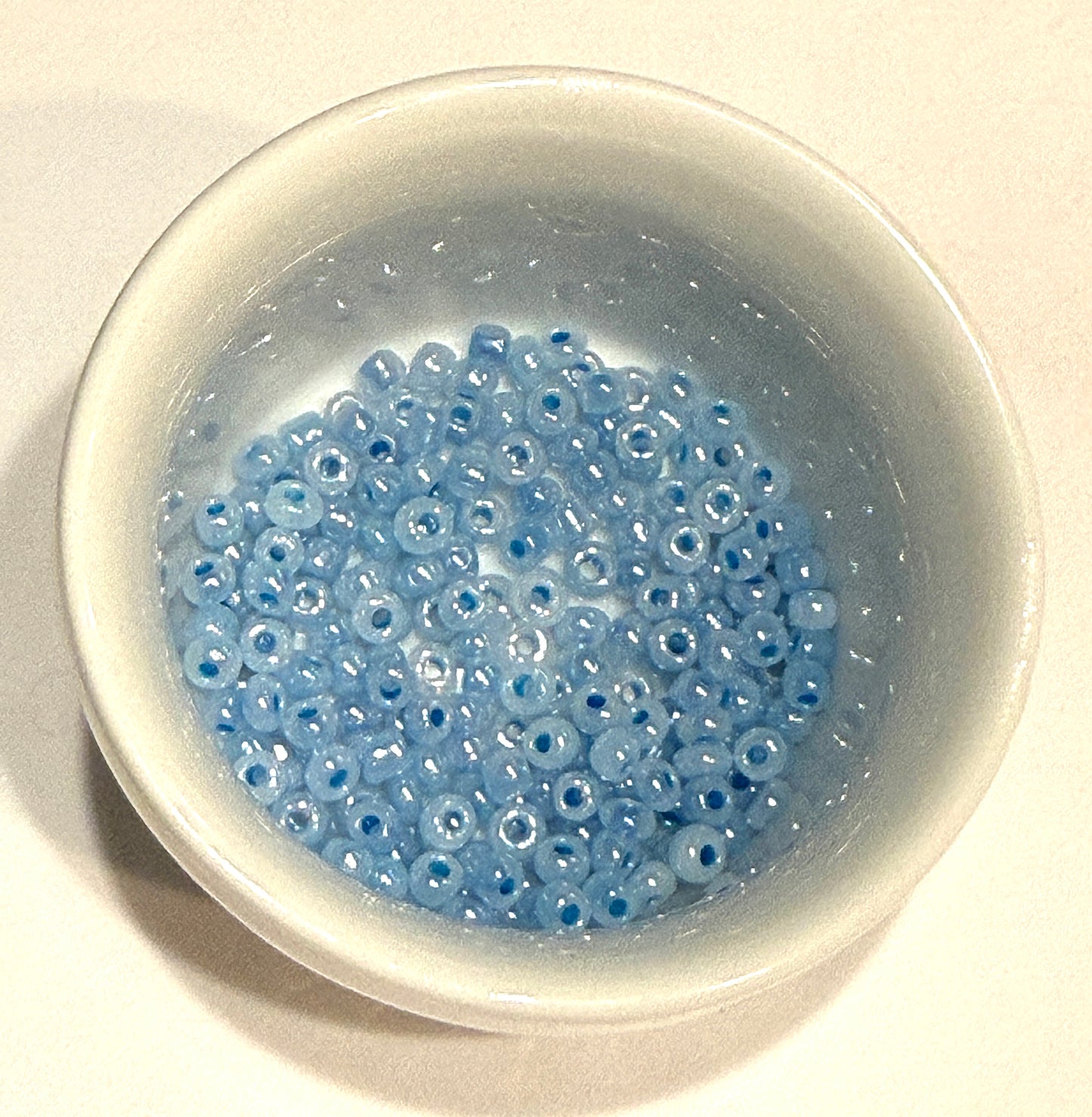 8/0 Dark Sky Blue Color Lined Opaque Sky Blue Glass Seed Beads - 5 gm