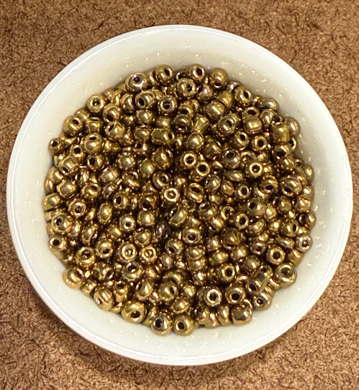 8/0 Metallic Light Bronze Glass Seed Beads, CRAFT GRADE - 5, 10 or 20 gm