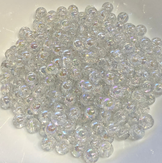 8 mm Transparent Clear AB Rainbow Round Acrylic Beads for Kids / Crafts - 30 Beads