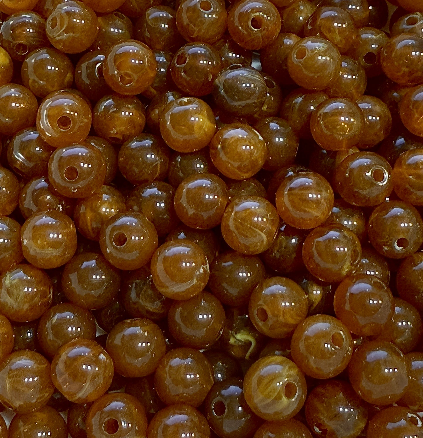 8 mm Marbled Medium Brown Round Acrylic Beads for Kids / Crafts - 30 Beads