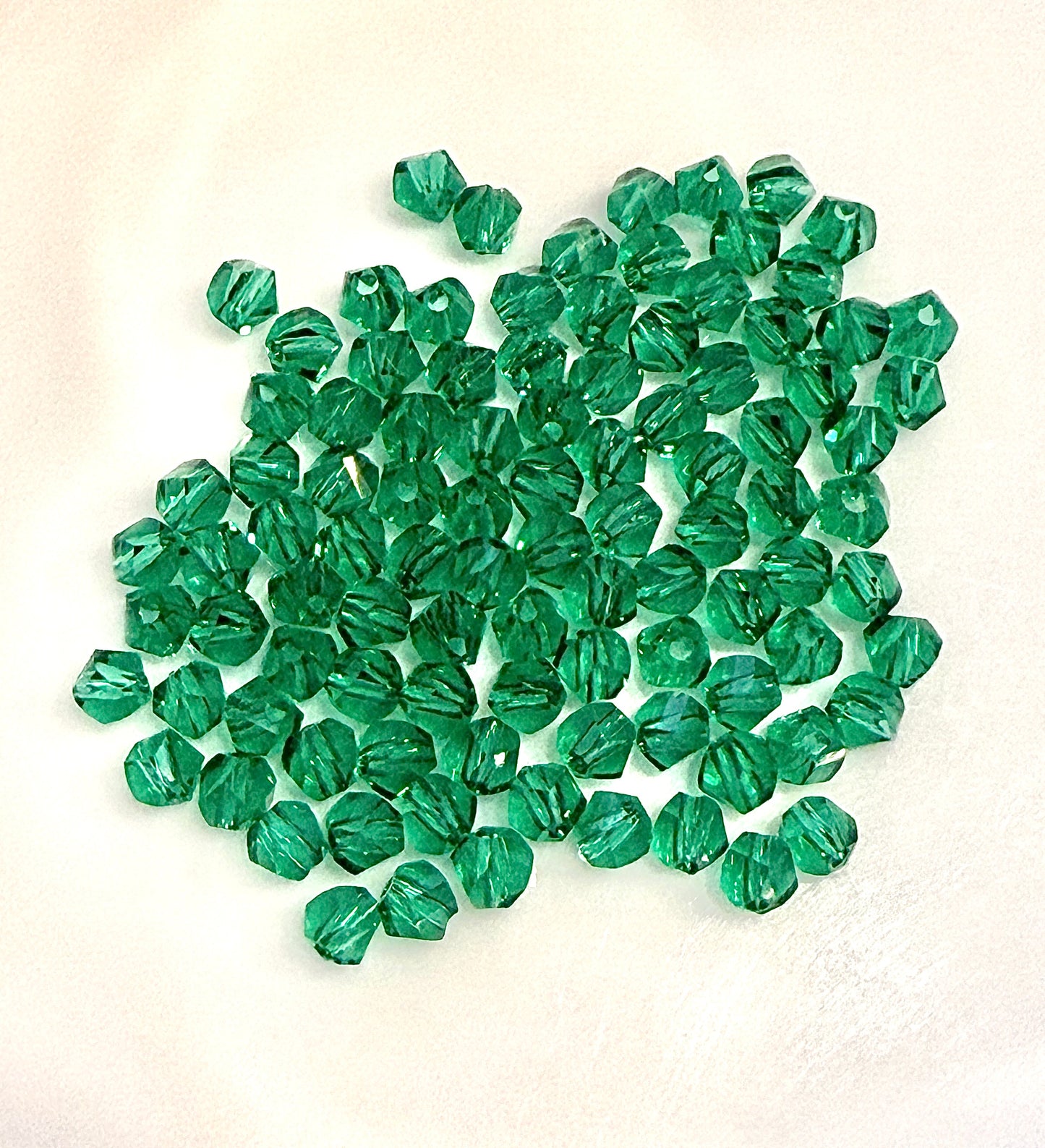 Transparent Emerald Green 5020 4 mm Crystal Faceted Helix Beads - 33 Beads