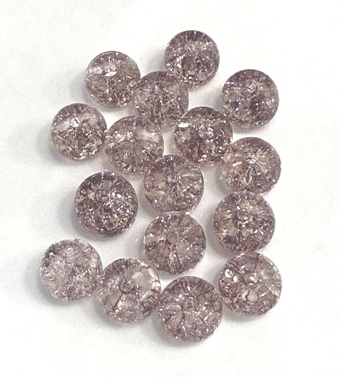 Transparent Light Gray Crackle Glass Rondelle Beads, 6 x 8 mm - 16 Beads