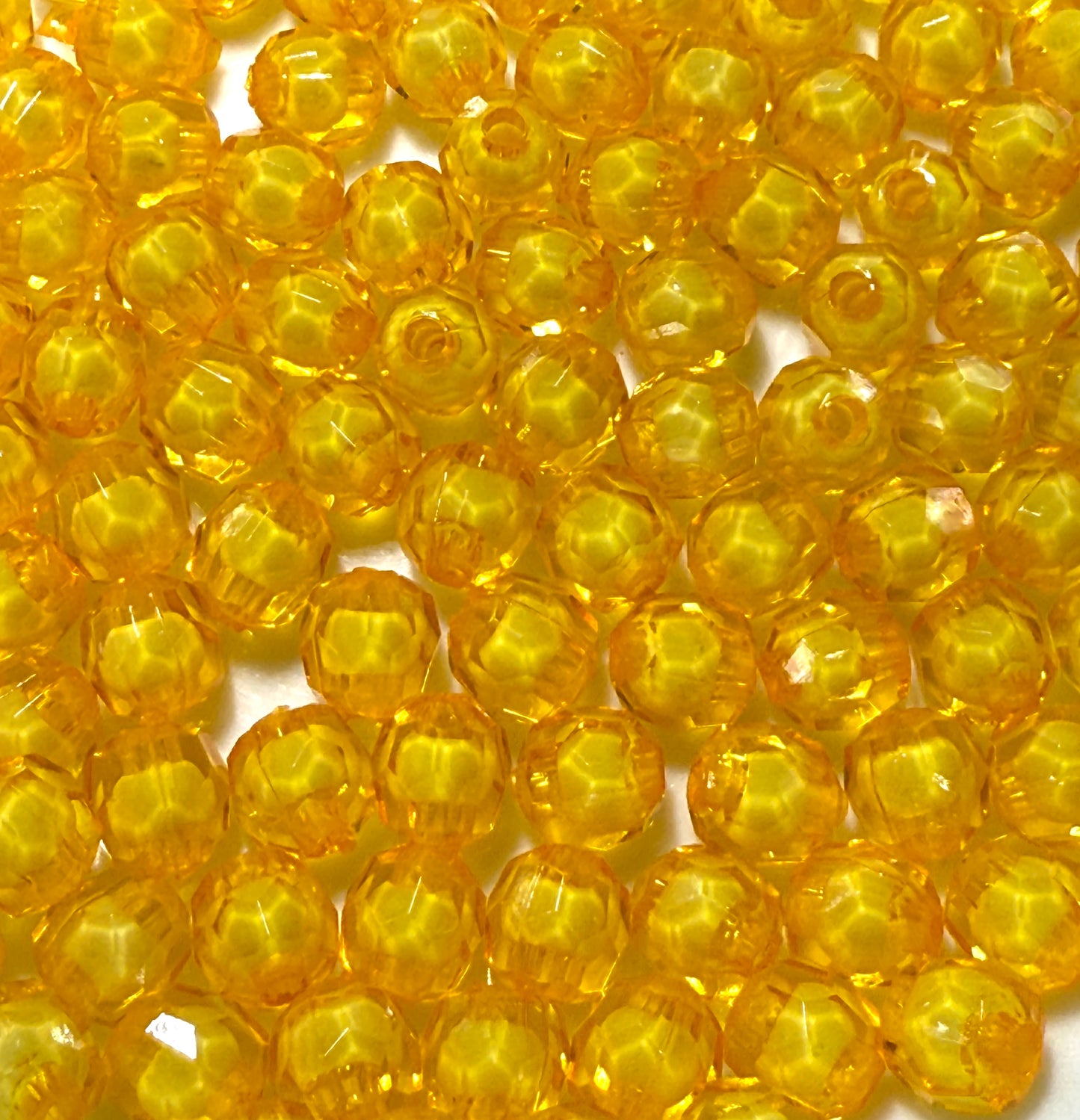 8 mm Transparent Gold with White Bead in Bead Faceted Round Acrylic Beads for Kids / Crafts - 30 Beads