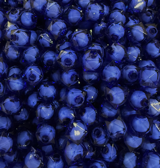 8 mm Transparent Dark Blue with White Bead in Bead Faceted Cube/Square Acrylic Beads for Kids / Crafts - 30 Beads