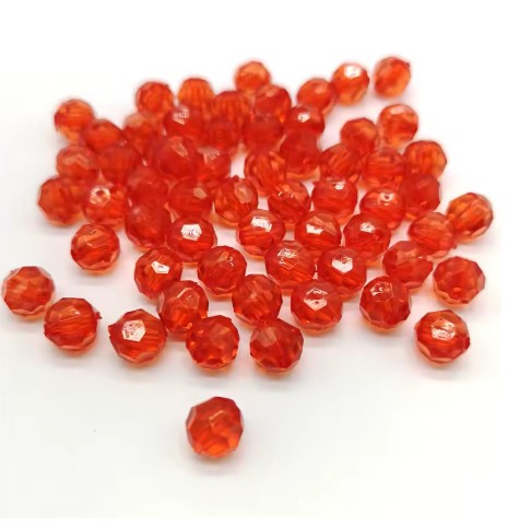 8 mm Transparent Red Faceted Round Acrylic Beads for Kids / Crafts - 30 Beads