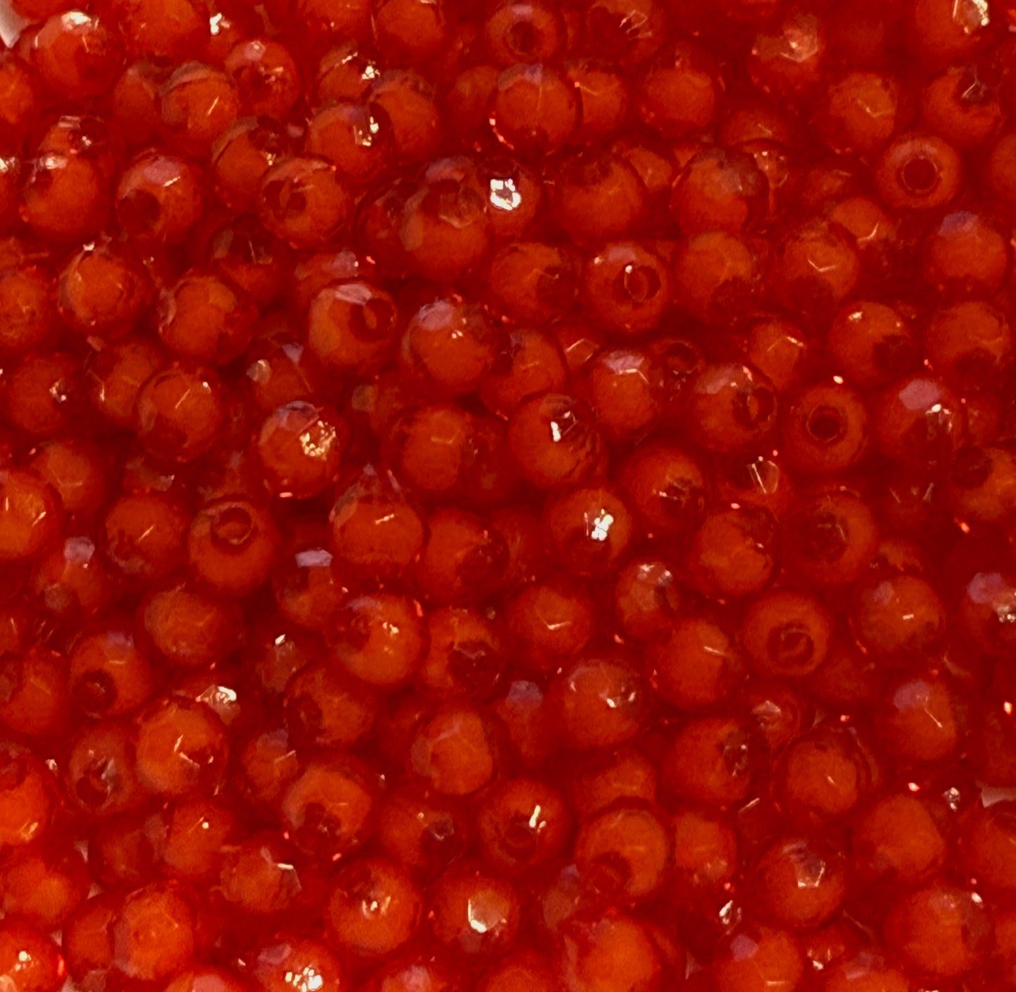 6 mm Transparent Red with White Bead in Bead Faceted Round Acrylic Beads for Kids / Crafts - 100 Beads