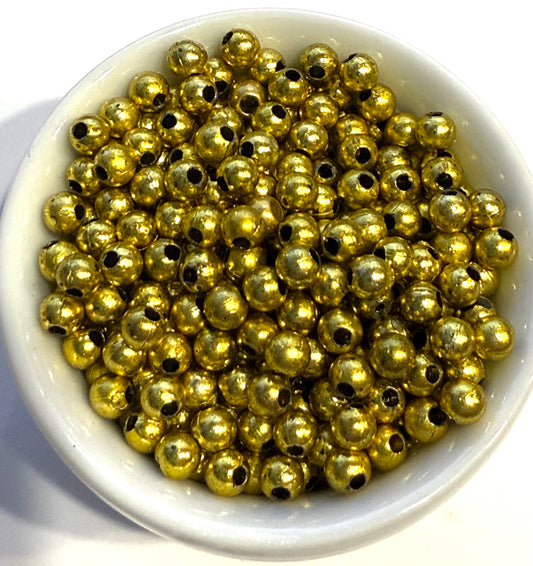 4 mm Rough Gold Round Acrylic Beads for Kids / Crafts - 295 Beads