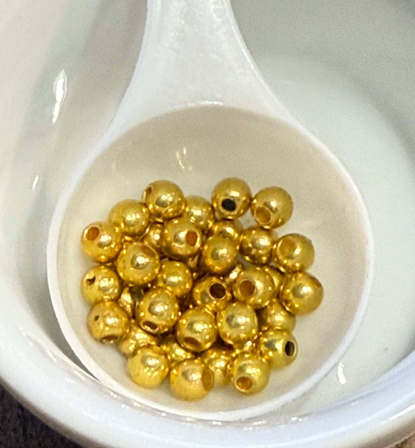 3 mm Gold Plated Smooth Round Acrylic Beads - 40 Beads