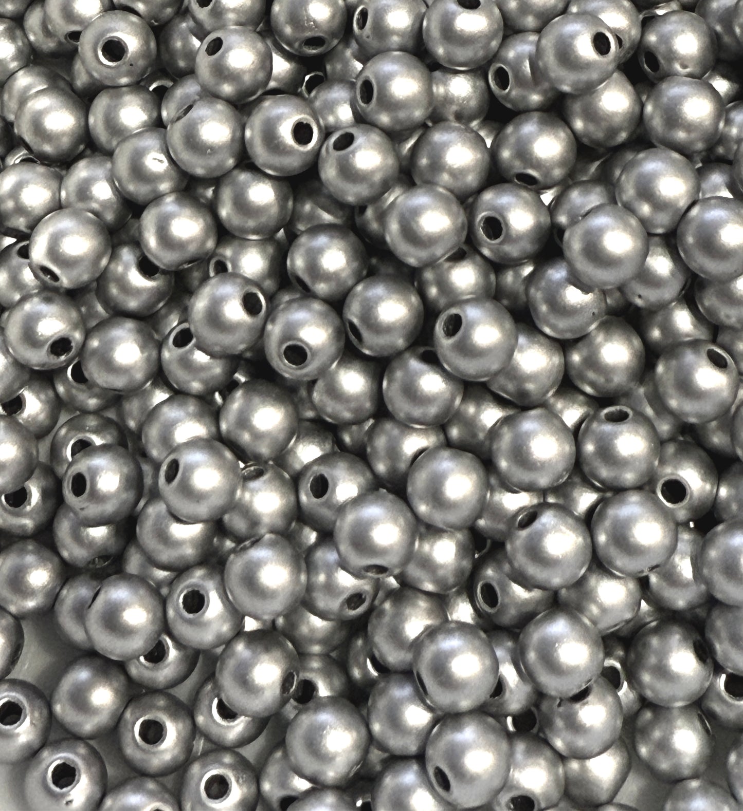 6 mm Matte Silver Round Acrylic Beads for Kids / Crafts - 100 Beads