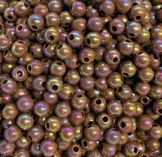 6 mm Opaque Mauve AB Round Acrylic Beads for Kids / Crafts - 100 Beads