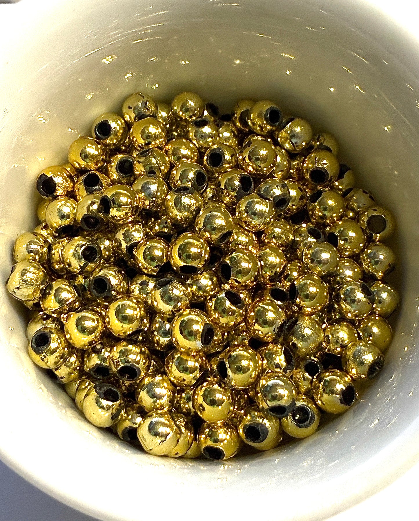 4 mm Large Hole Gold Round Acrylic Beads for Kids / Crafts - 100 Beads