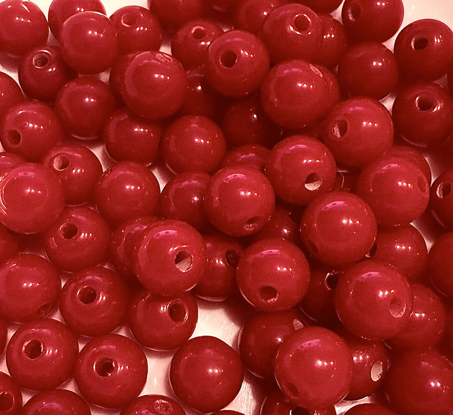 10 mm Opaque Red Round Acrylic Beads for Kids / Crafts - 20 Beads