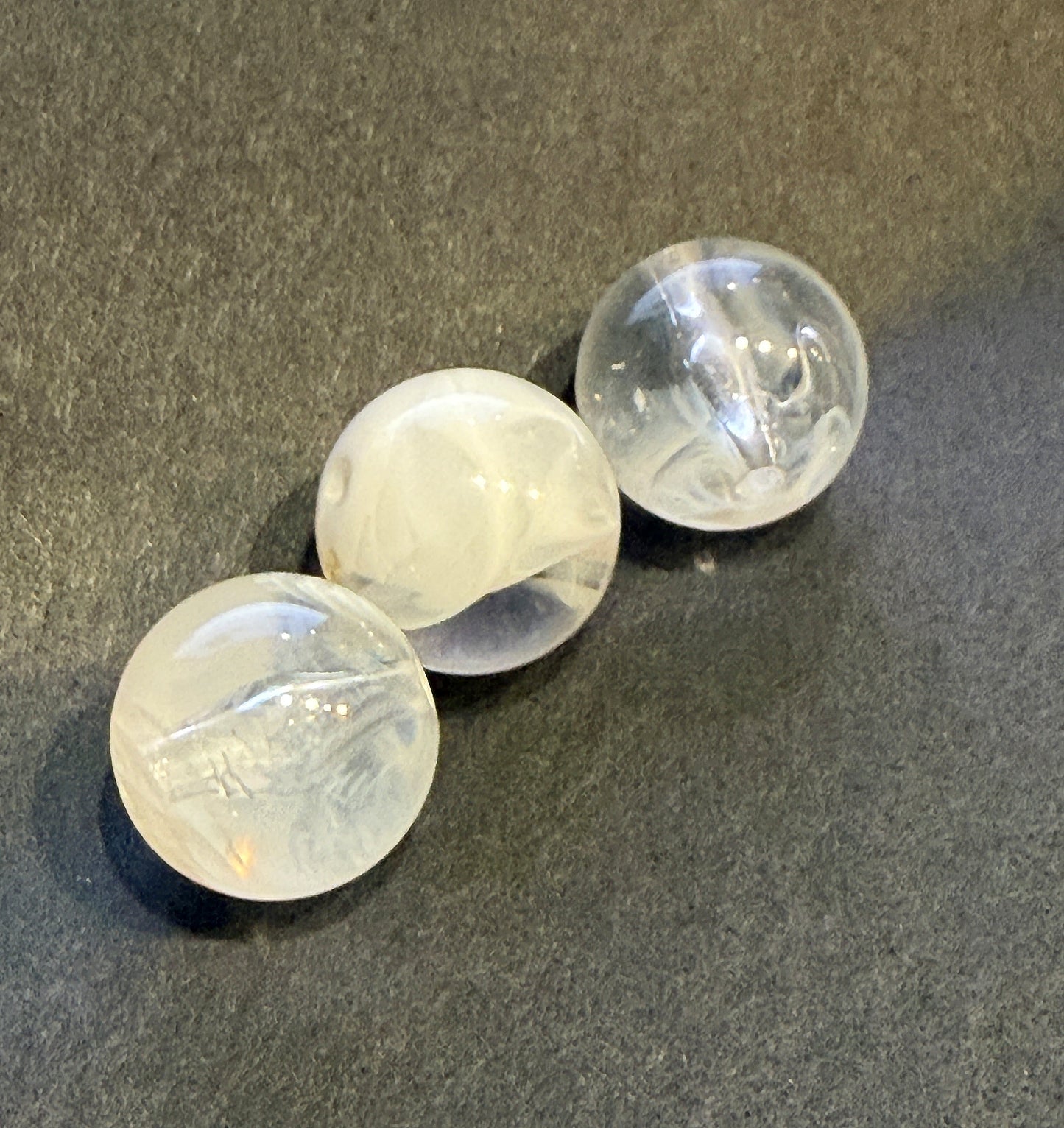 16 mm Clear / White Marble Round Acrylic Beads for Kids / Crafts - 3 Beads