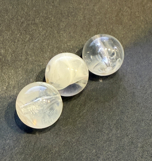 16 mm Clear / White Marble Round Acrylic Beads for Kids / Crafts - 3 Beads