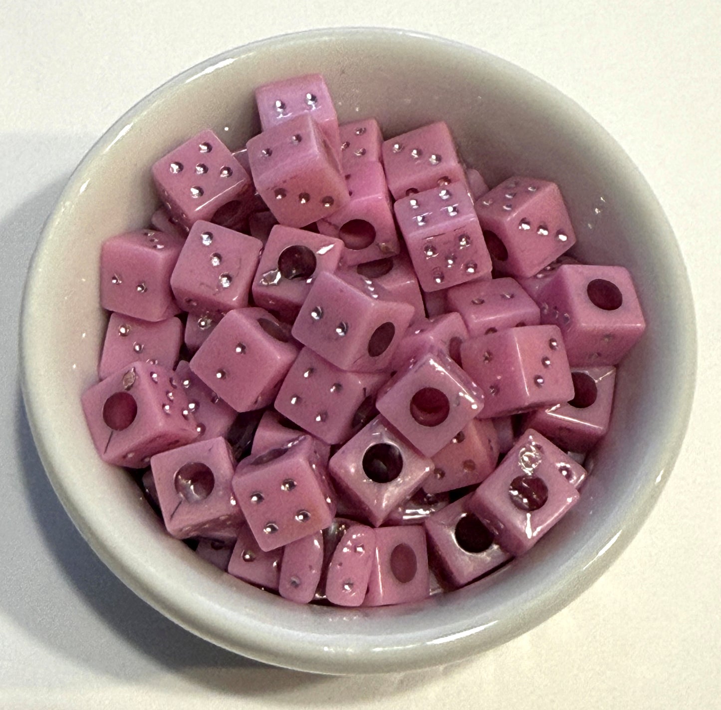 6 mm Opaque Dice Cube / Square Large Hole Acrylic Beads for Kids / Crafts - 25 Beads - Purple, Blue, Orange, Pink, Dark Blue, Yellow, Red or Green