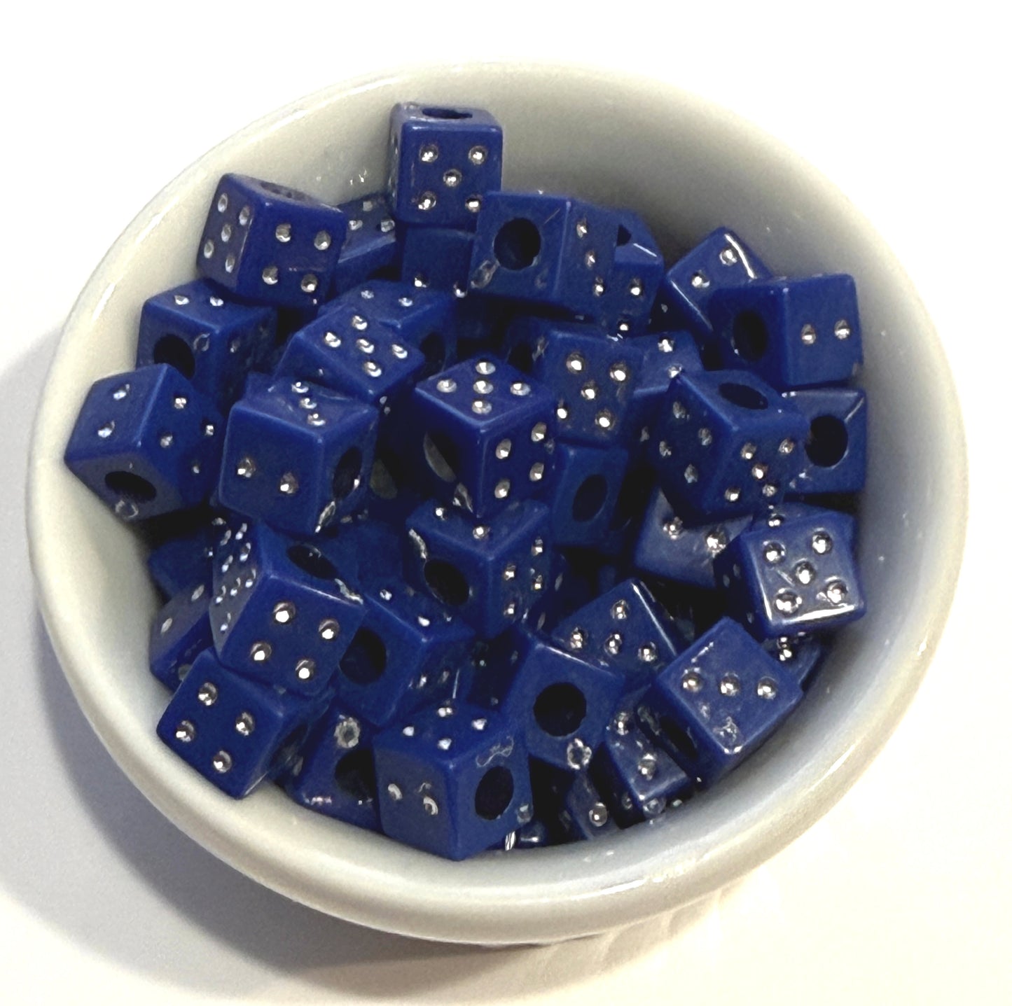 6 mm Opaque Dice Cube / Square Large Hole Acrylic Beads for Kids / Crafts - 25 Beads - Purple, Blue, Orange, Pink, Dark Blue, Yellow, Red or Green