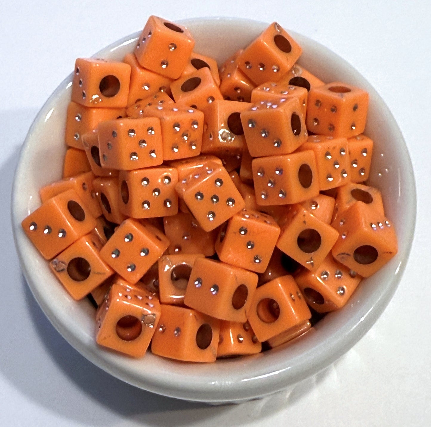 6 mm Opaque Dice Cube / Square Large Hole Acrylic Beads for Kids / Crafts - 25 Beads - Purple, Blue, Orange, Pink, Dark Blue, Yellow, Red or Green