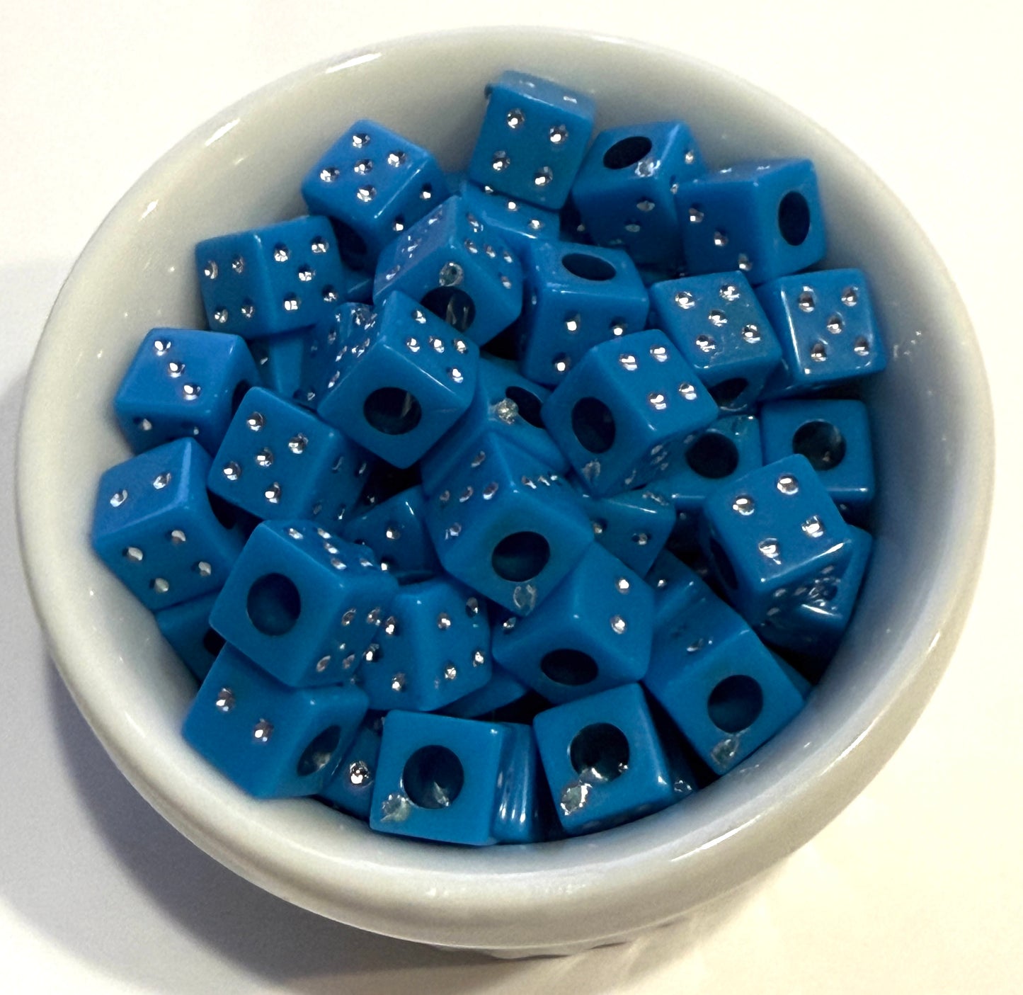 6 mm Opaque Dice Cube / Square Large Hole Acrylic Beads for Kids / Crafts - 25 Beads - Purple, Blue, Orange, Pink, Dark Blue, Yellow, Red or Green
