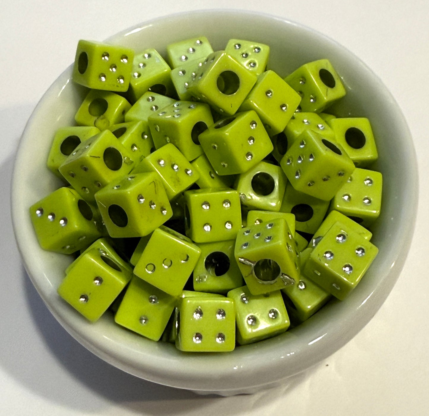 6 mm Opaque Dice Cube / Square Large Hole Acrylic Beads for Kids / Crafts - 25 Beads - Purple, Blue, Orange, Pink, Dark Blue, Yellow, Red or Green
