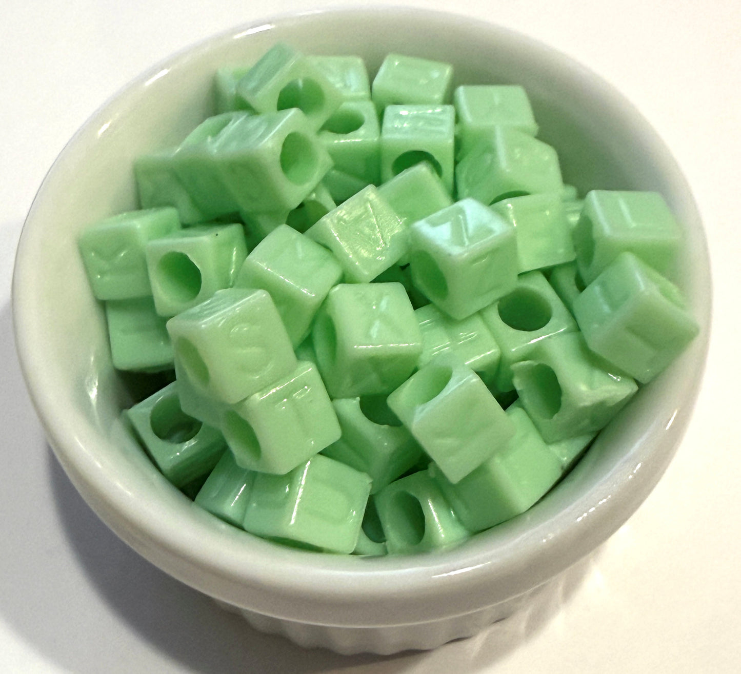 6 mm Opaque Pastel Alphabet Cube / Square Large Hole Acrylic Beads for Kids / Crafts - 20 Beads - Purple, Blue, Cream, Light Pink, Dark Pink, Yellow or Green