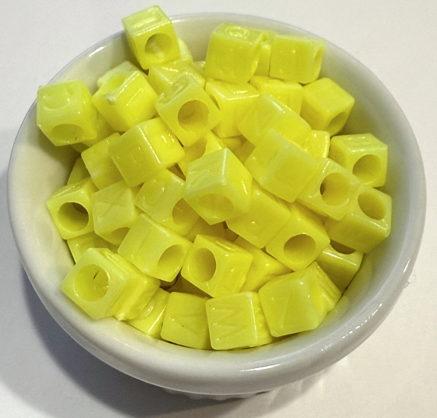 6 mm Opaque Pastel Alphabet Cube / Square Large Hole Acrylic Beads for Kids / Crafts - 20 Beads - Purple, Blue, Cream, Light Pink, Dark Pink, Yellow or Green