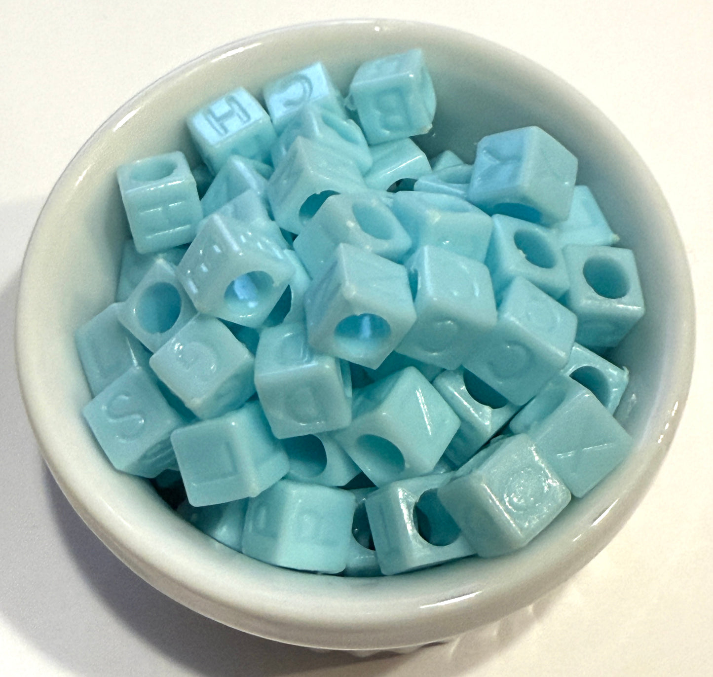 6 mm Opaque Pastel Alphabet Cube / Square Large Hole Acrylic Beads for Kids / Crafts - 20 Beads - Purple, Blue, Cream, Light Pink, Dark Pink, Yellow or Green