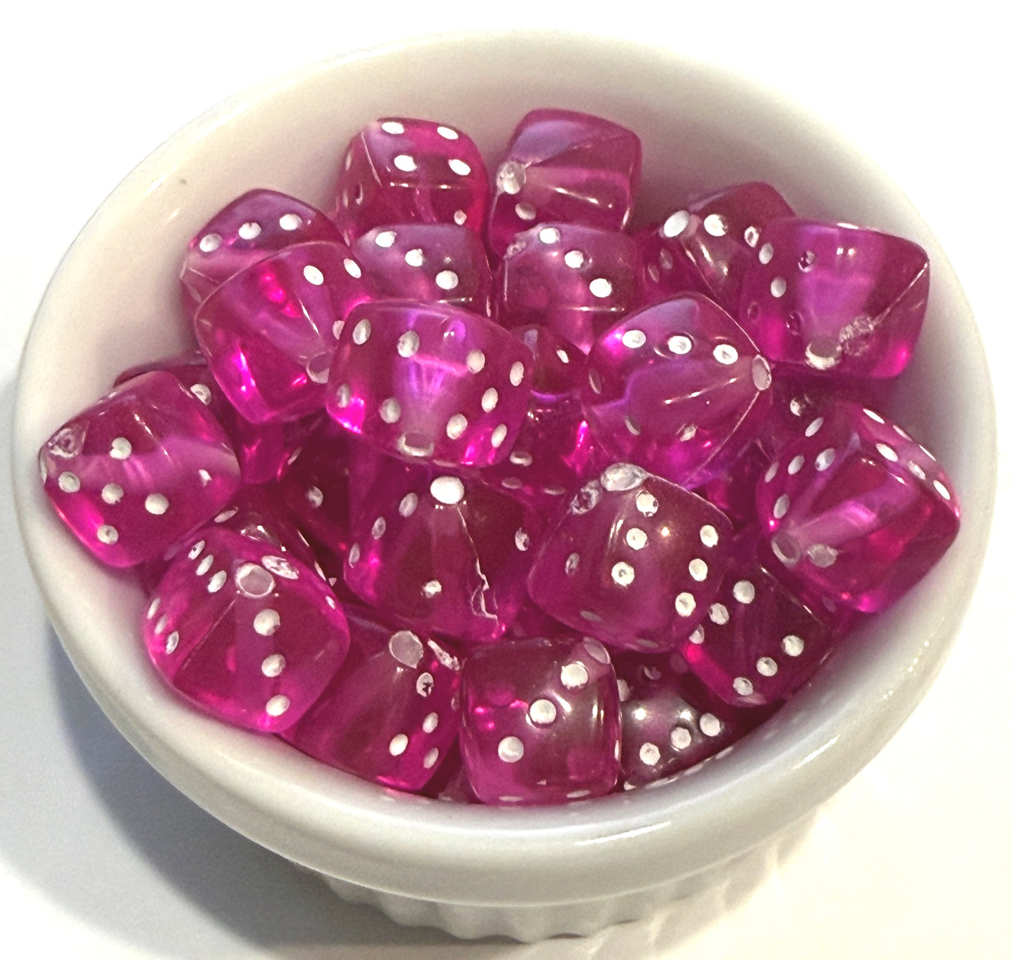 8 mm Translucent Acrylic Square Dice Beads for Kids / Crafts - 25 Beads - Orange, Fuchsia, Blue, Purple, Green, Pink or Red